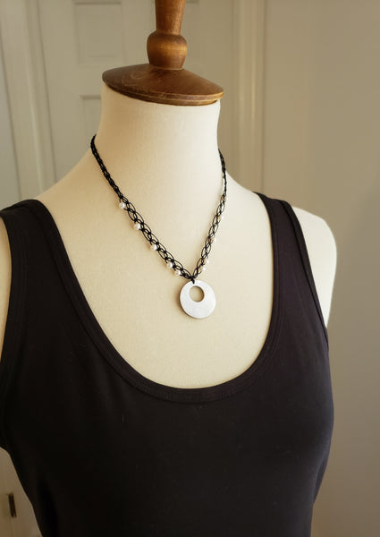 Back of mother of pearl inlay necklace