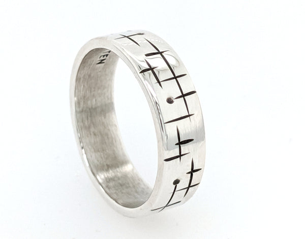 modern abstract line and dot ring by Scott Whitten