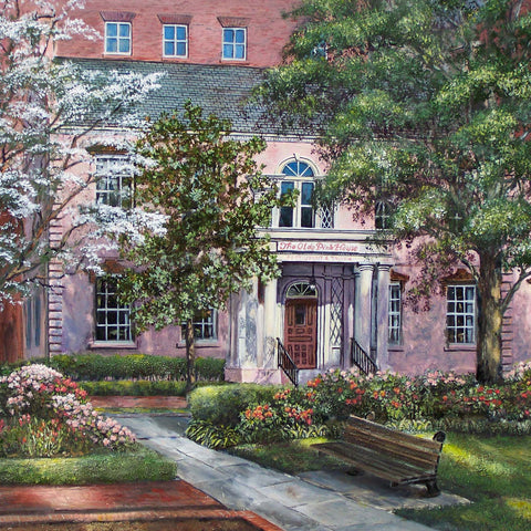 Savannah Spring, Olde Pink House painting by Bill Rousseau