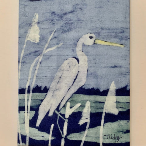Tibby Llewellyn Marsh Heron Batik Art Print